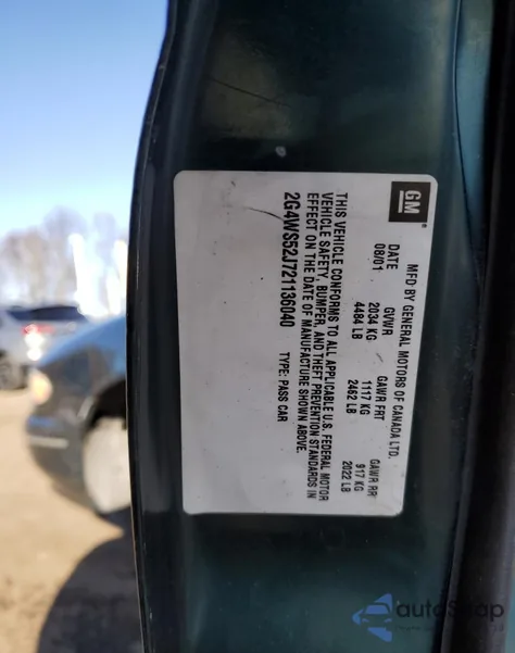 2002 Buick Century Custom from USA, damaged, VIN 2G4WS52J721136040